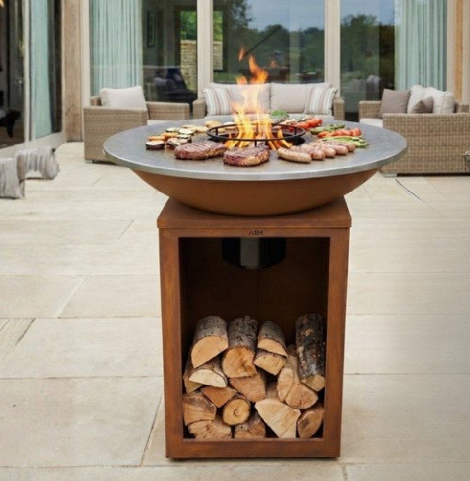 ASH - Solaris - Cortenstaal - XXL Plancha barbecue met gril, Ophalen, Nieuw