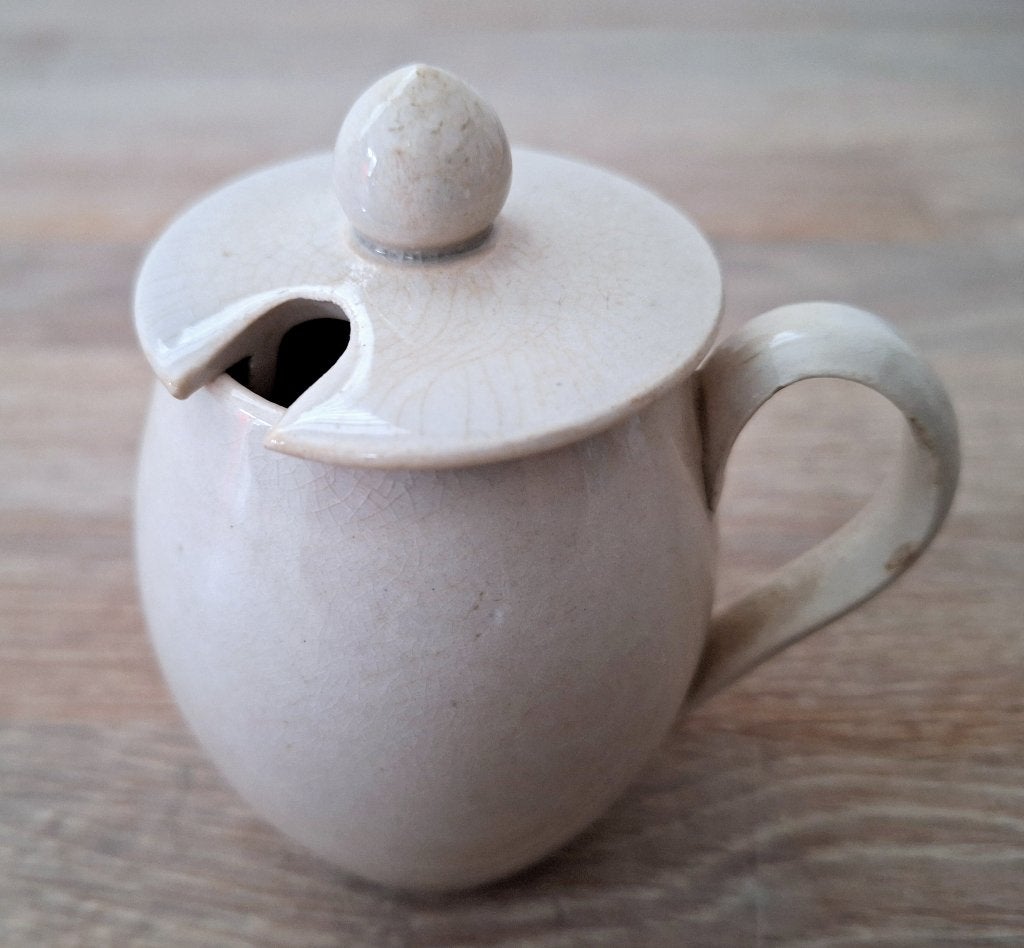 Oud frans mosterdpotje, zandkleurig, Antiek en Kunst, Antiek | Keramiek en Aardewerk, Ophalen of Verzenden