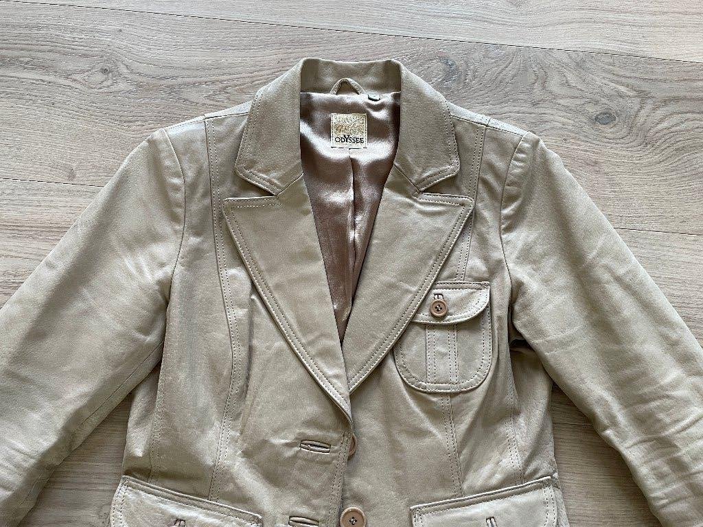 Leren jasje - cobert Odyssee Maat M - beige - camel, Kleding | Dames, Maat 38/40 (M), Beige, Odyssee, Ophalen of Verzenden