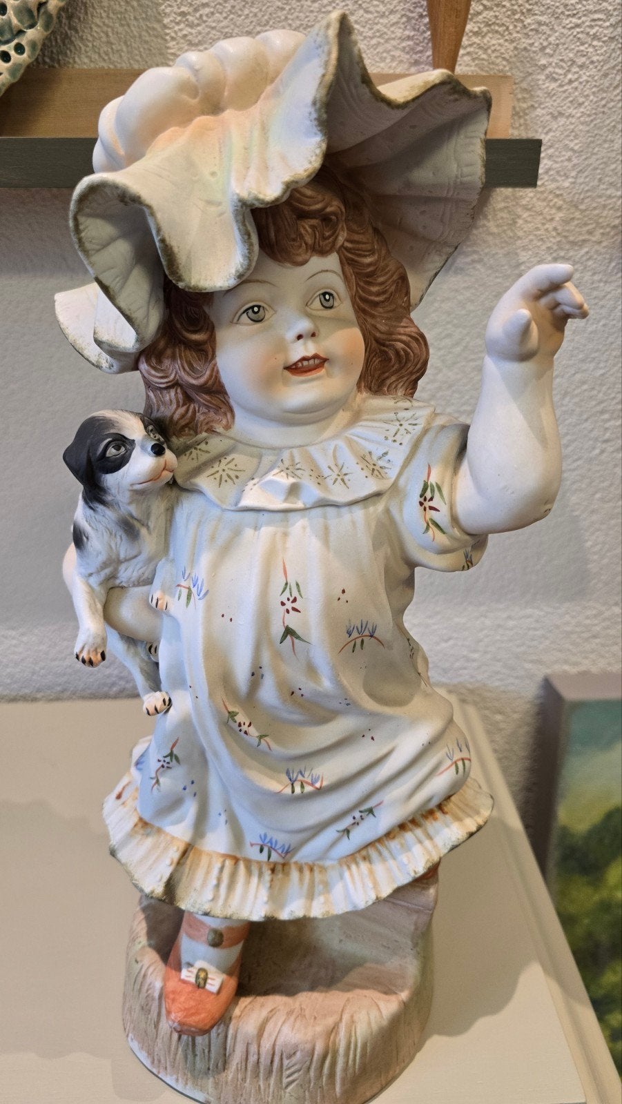 Antiek Gebrüder Heubach Beeld – Meisje met Hond 45 cm, Ophalen