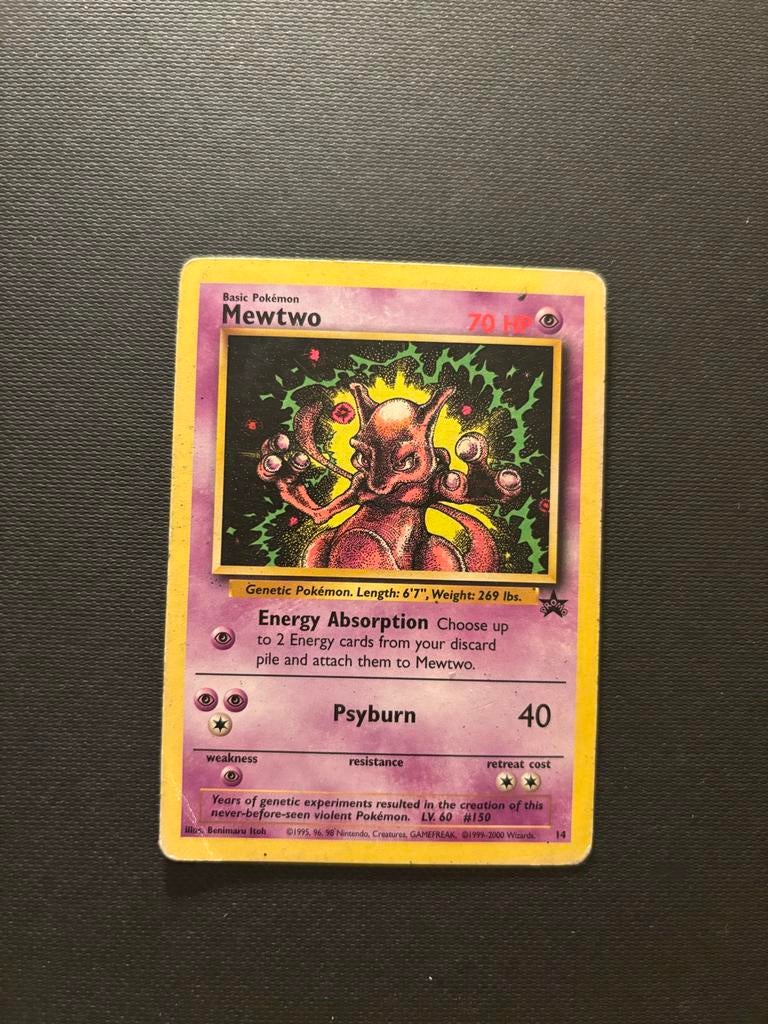 Mewtwo Pokémon kaart Promo - Base Set 14/102 Holo, Ophalen of Verzenden, Zo goed als nieuw, Losse kaart