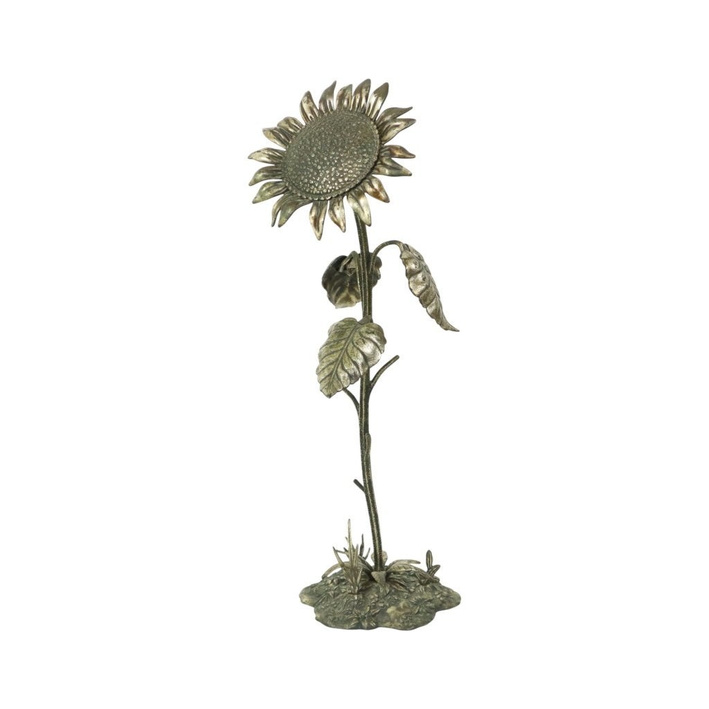 Grote Zonnebloem Asbak Verzilverd Messing S. Agudo 62cm, Zilver, Gemerkt, Art nouveau, Flora