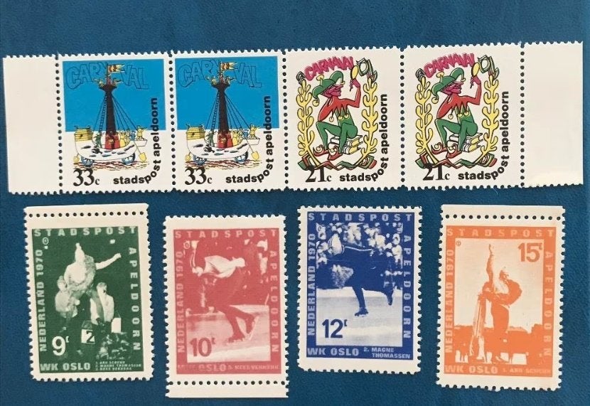 Stadspost Apeldoorn 1970 Carnaval Schaatsen, Verzenden, Na 1940, Postfris