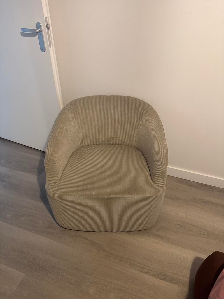 Ribbel fauteuil van Karwei - Zo goed als nieuw, Huis en Inrichting, Fauteuils, Ophalen, Zo goed als nieuw, Stof, 75 tot 100 cm