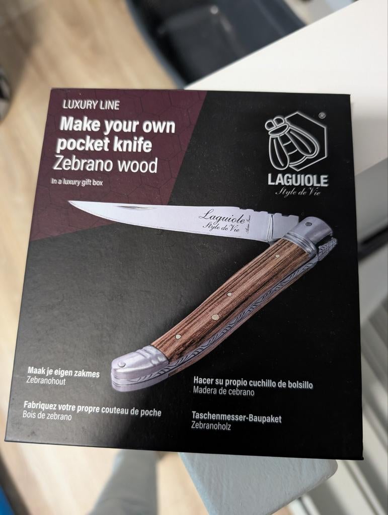 Laguiole Zakmes DIY Kit - Zebranohout, Nieuw, Overige merken, Knutselset, Bruin