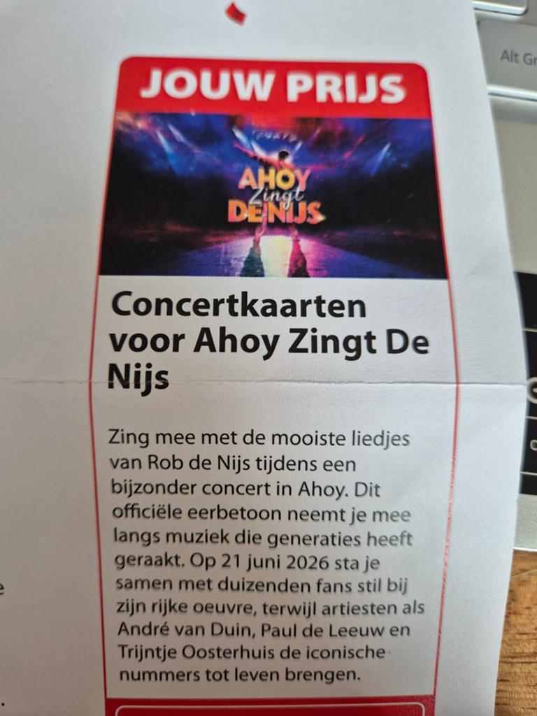 Ahoy zingt de nijs, Tickets en Kaartjes, Twee personen, Juni, Levenslied