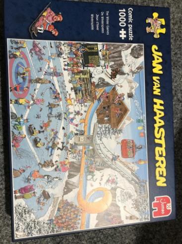 Jan van Haasteren puzzel van 1000 stukjes “de Winterspelen”, Ophalen, 500 t/m 1500 stukjes, Zo goed als nieuw, Legpuzzel