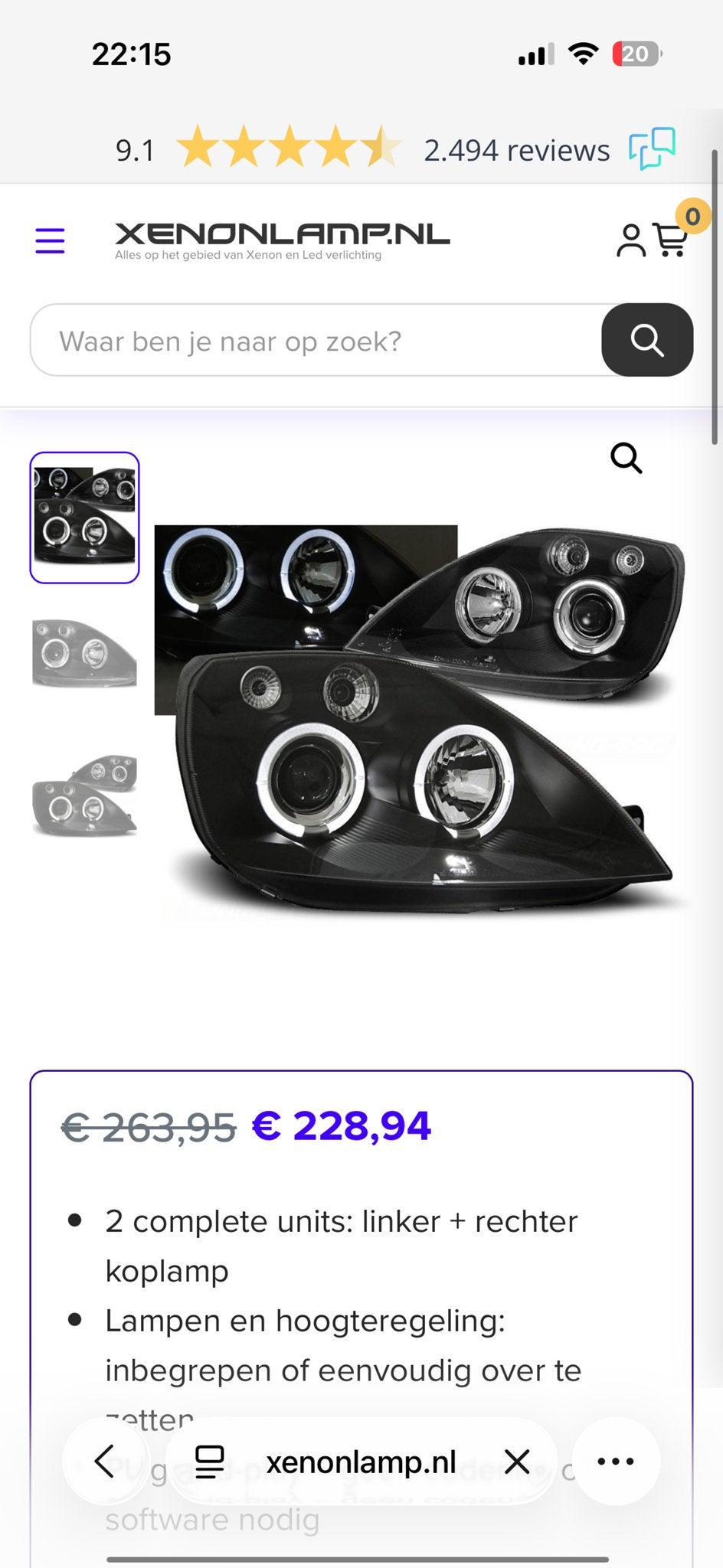 Ford Fiesta MK6 Angel Eyes Koplampen (Set), Ophalen of Verzenden, Gebruikt, Ford