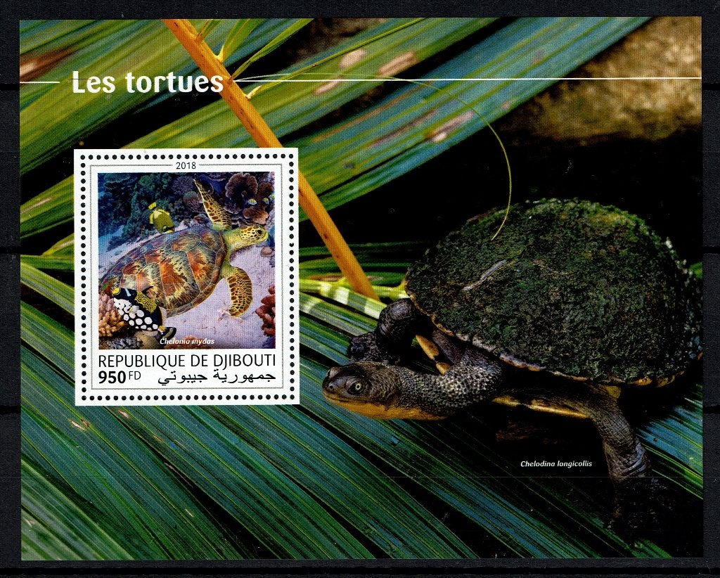 DJIBOUTI 2018 PF BLOK SCHILDPADDEN REPTIELEN TURTLES REPTILE, Ophalen of Verzenden, Postfris, Dier of Natuur
