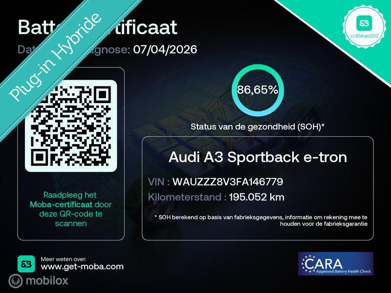 Audi A3 Sportback 1.4 e-tron PHEV - nl auto - 2e eigenaar, Gebruikt, Euro 6, 4 cilinders, Wit