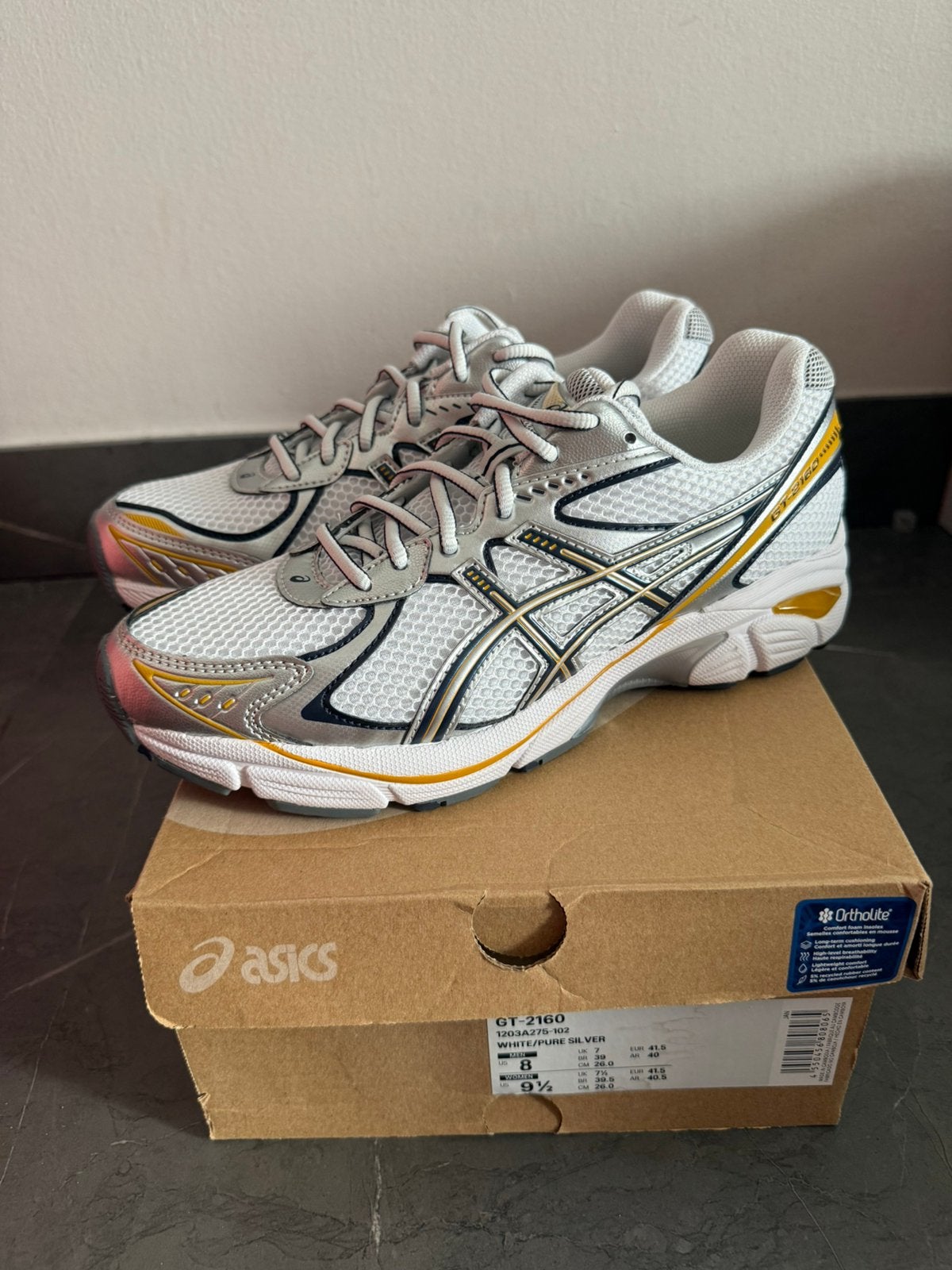 ASICS GT-2160 white pure silver gold EUR 41,5, Ophalen of Verzenden, Nieuw, Wit, Sneakers of Gympen