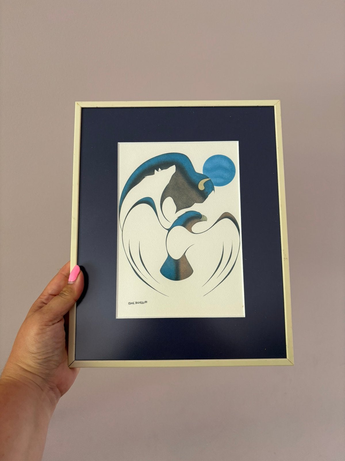 Vintage Isaac Bignell aquarel in lijst, Verzenden