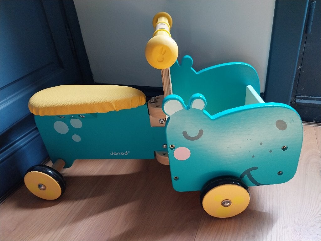 Janod bakfiets nijlpaard, Ophalen, Gebruikt, Loopfiets