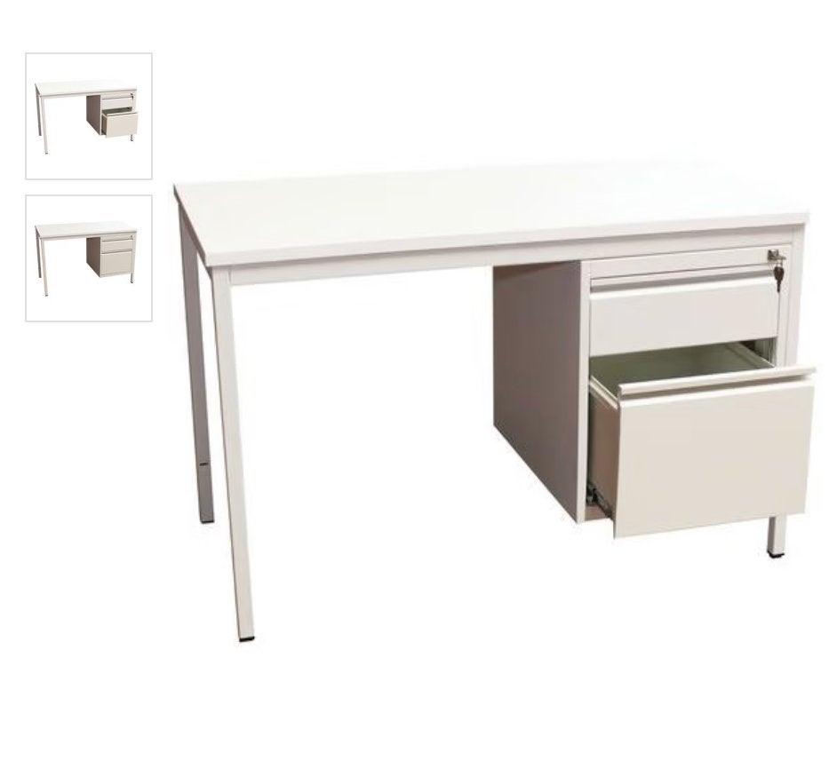 Ahrend Bureau wit - met 2 lades - Baseline Manutan, Ophalen, Met lades, 160 cm, Metaal