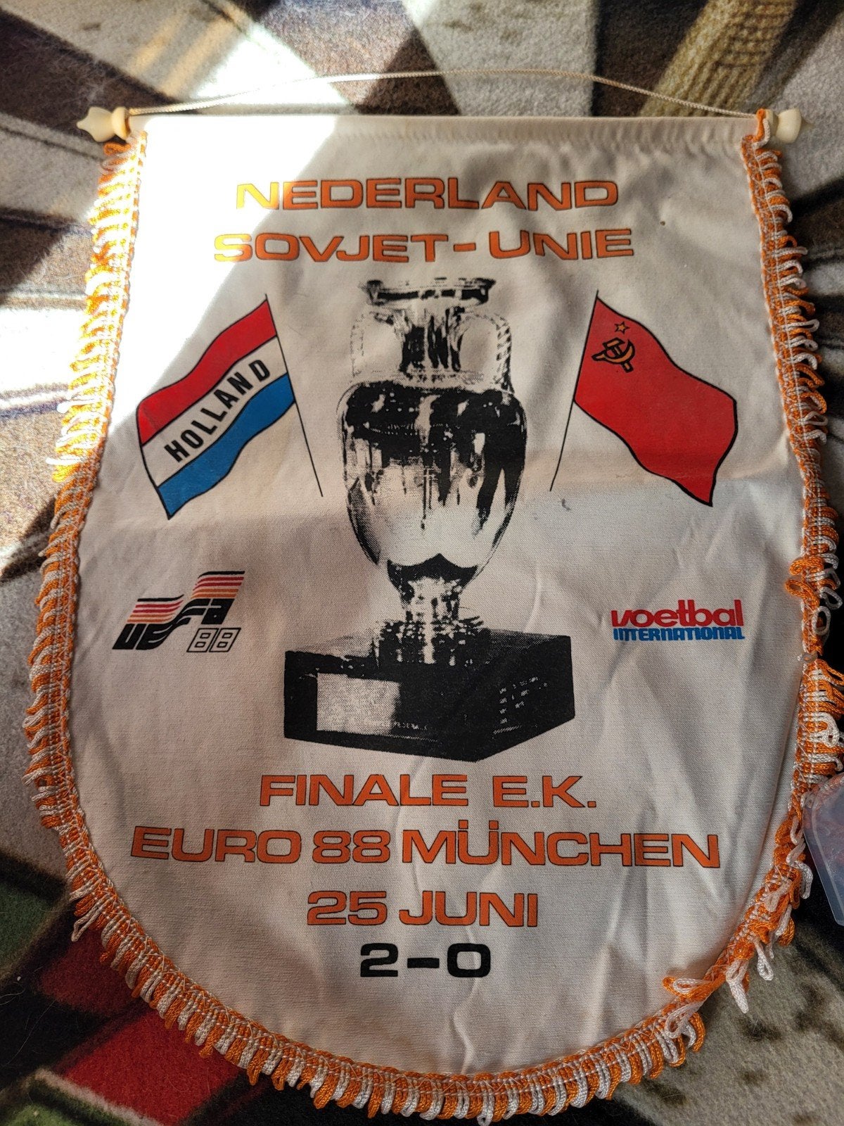 Nederland ek88 finale vaan, Ophalen of Verzenden, Gebruikt, Overige binnenlandse clubs, Vaantje of Sjaal