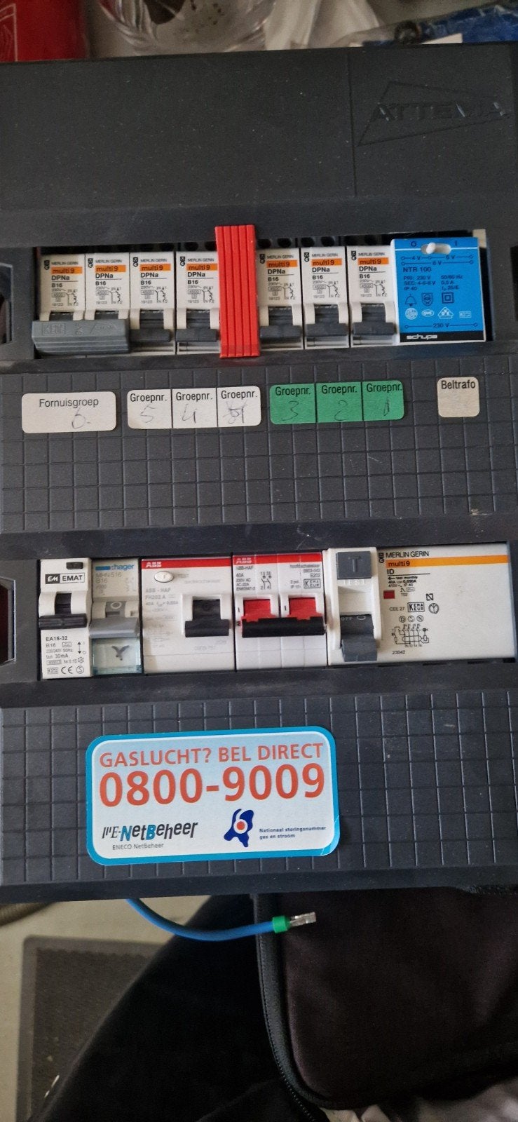 Groepenkast met diverse automaten en aardlekschakelaars, Doe-het-zelf en Verbouw, Elektra en Kabels, Ophalen, Gebruikt, ABB, Groepenkast