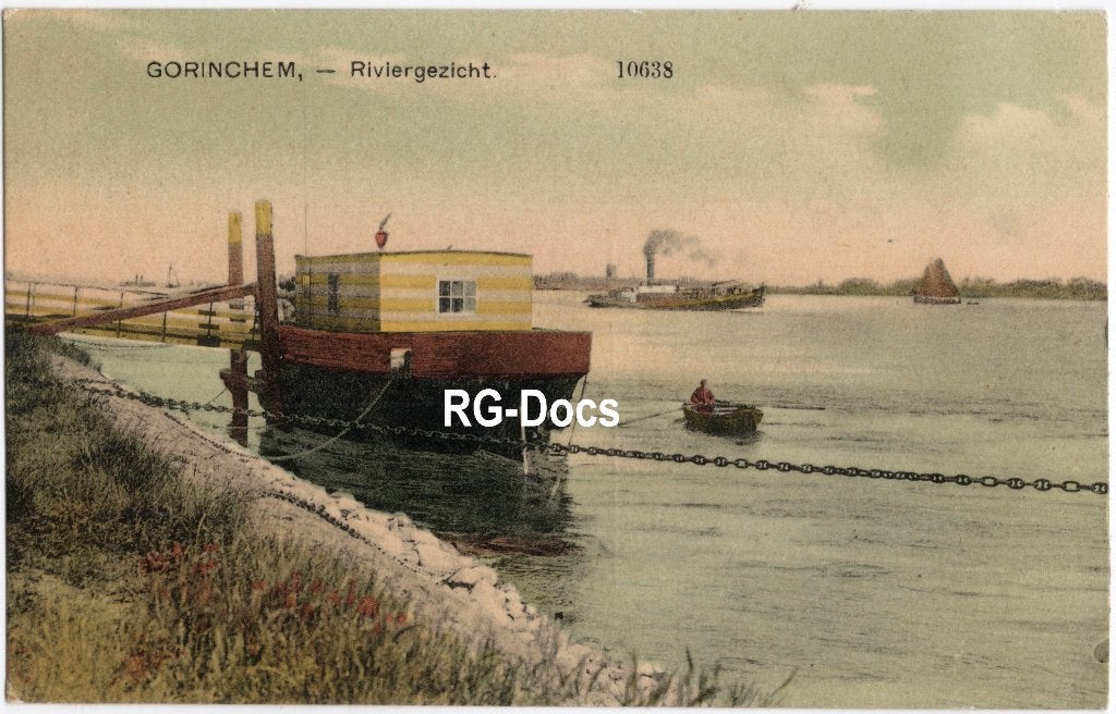 Ansichtkaart - Briefkaart Riviergezicht Gorinchem Veerpont, Ophalen of Verzenden, Voor 1920, Ongelopen, Zuid-Holland