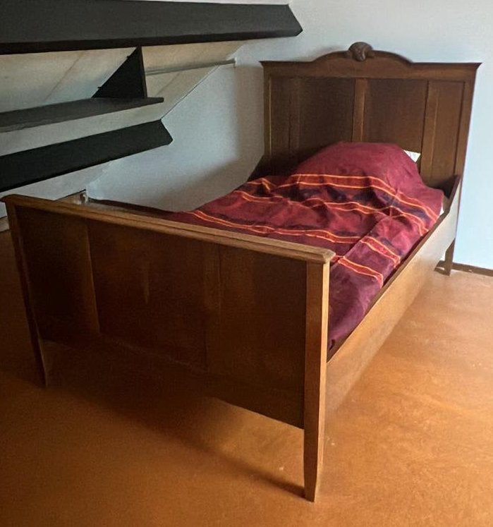 Vintage Antiek eiken bed twijfelaar, Huis en Inrichting, Slaapkamer | Complete slaapkamers, Ophalen, Zo goed als nieuw, Eenpersoons