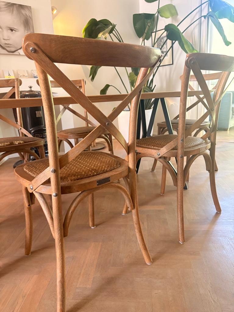 Gereserveerd: Set van 6 Lifestyle eetkamerstoelen, Ophalen, Bruin, Zo goed als nieuw, Vijf, Zes of meer stoelen