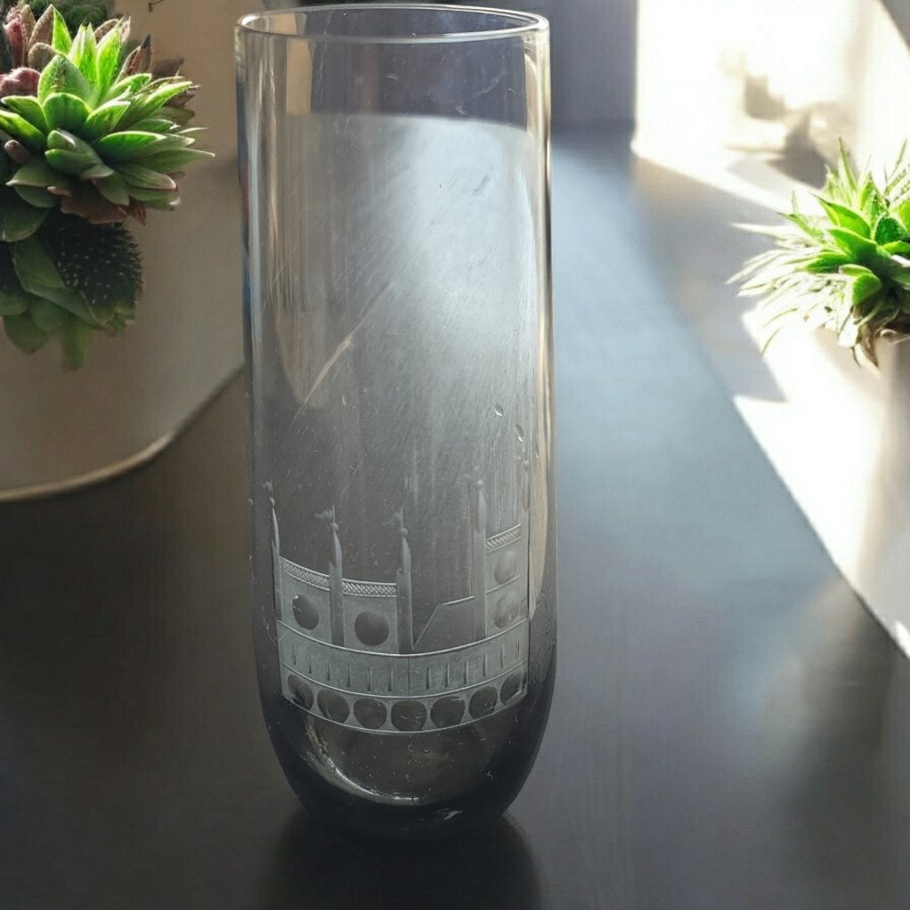Retro mid century glazen vaas Carl Lotter raadhuis Lubeck, Ophalen of Verzenden