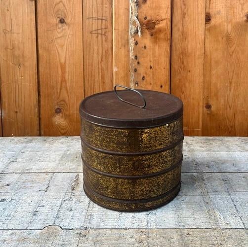 Blik keuken metaal origineel Ø 19,5 cm hoogte 17 cm voedsel, Verzamelen, Ophalen of Verzenden, Gebruikt, Overige