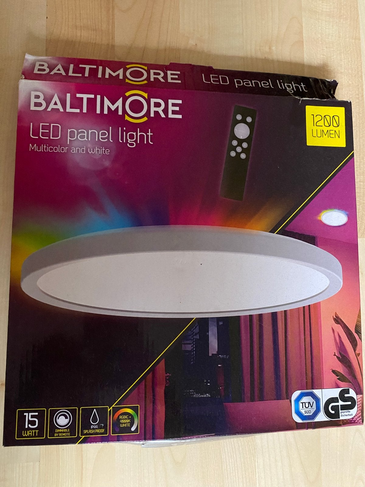 Baltimore LED Plafondlamp - RGBIC, 1200 Lumen, 15 Watt, Ophalen, Kunststof, LED, Nieuw