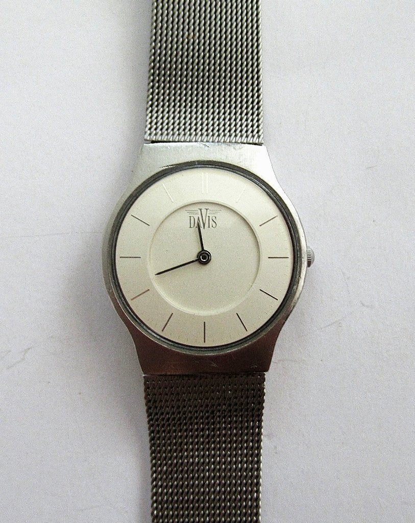 Davis unisex quartz horloge met mesh horlogeband., Ophalen of Verzenden, Nieuw, Staal, Overige merken