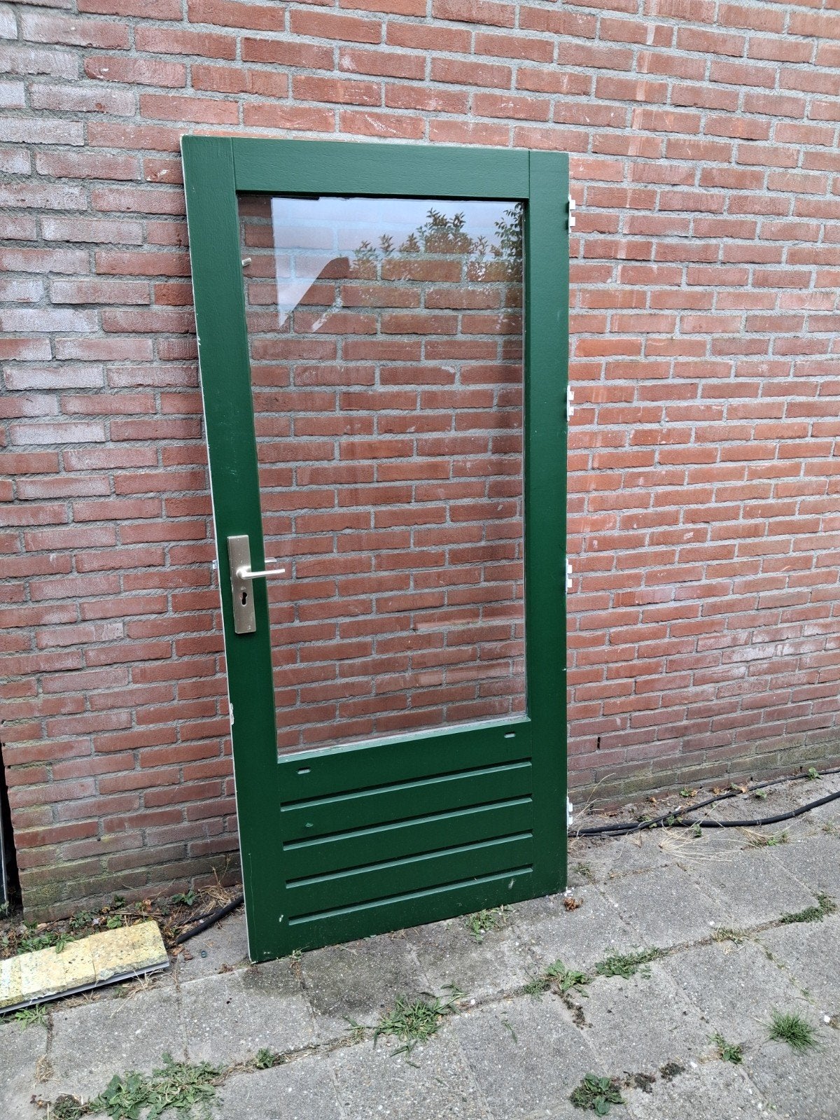 hardhouten achterdeur 92.5x201.5 dubbelglas zeer goede deur, Doe-het-zelf en Verbouw, Ophalen, 80 tot 100 cm, 200 tot 215 cm, Glas