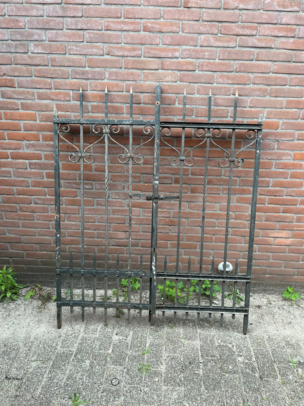Antieke smeedijzer dubbele poort, Ophalen of Verzenden, Gebruikt, IJzer, Sierhekwerk