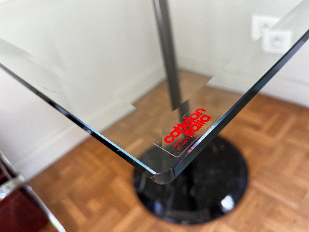 Vintage design bijzettafel sidetable tafeltje salontafel, Ophalen, Glas, Vierkant, 50 tot 100 cm