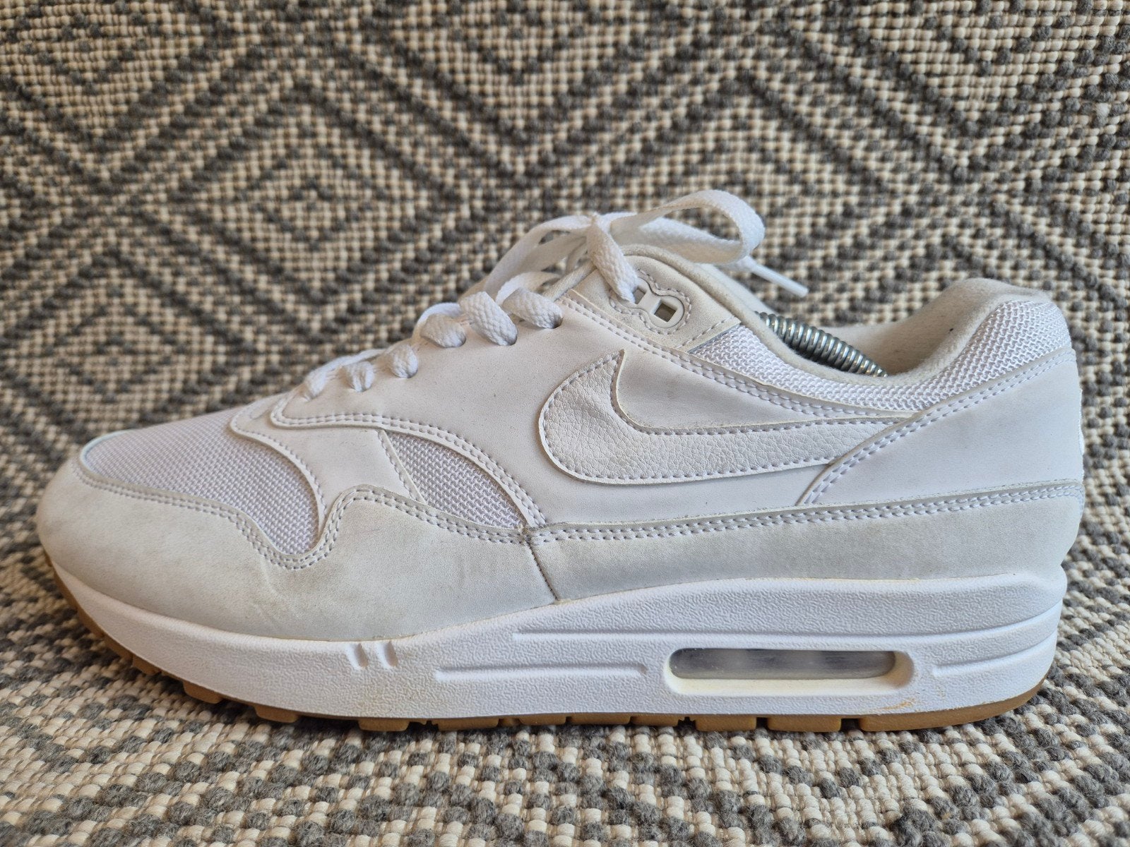 Nike Air Max 1 White Gum Sole 45.5, Wit, Nike, Ophalen of Verzenden, Sneakers of Gympen