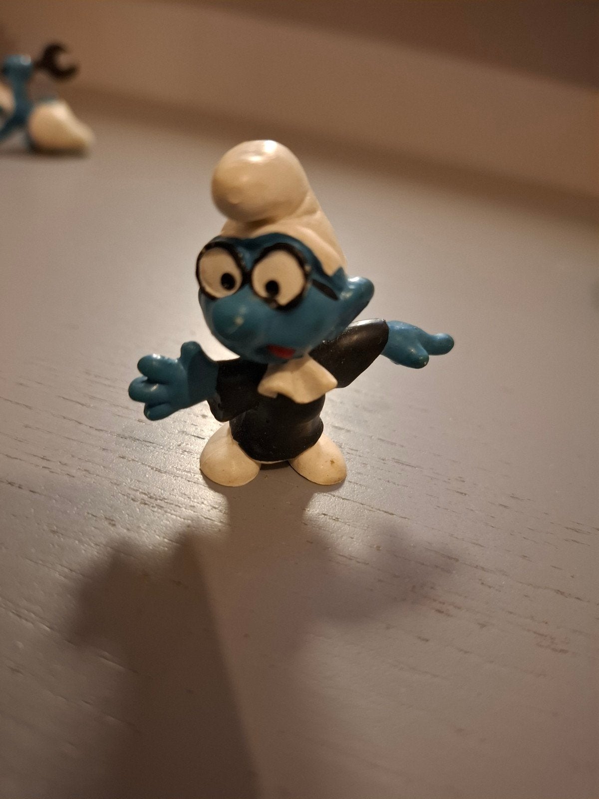 Vintage Brilsmurf advocaat Figuur - W. Germany, Verzamelen, Smurfen, Ophalen of Verzenden, Gebruikt, Verschillende Smurfen