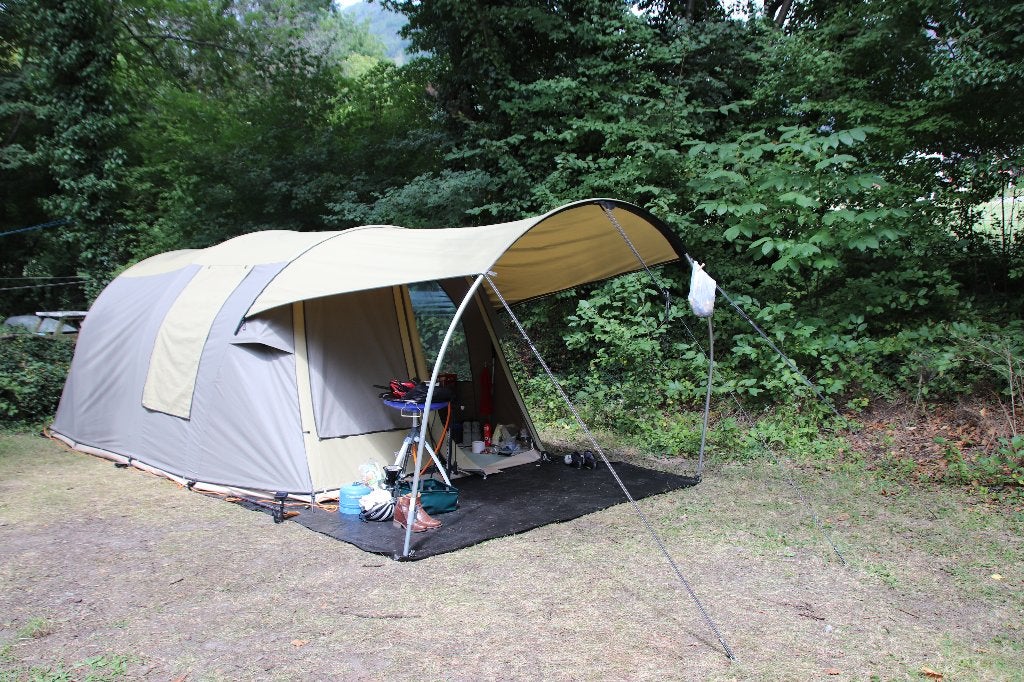 Tunneltent Falco Buizerd 3000 met (zij)luifel 4 persoons, Caravans en Kamperen, Tenten, tot en met 4, Zo goed als nieuw, Ophalen