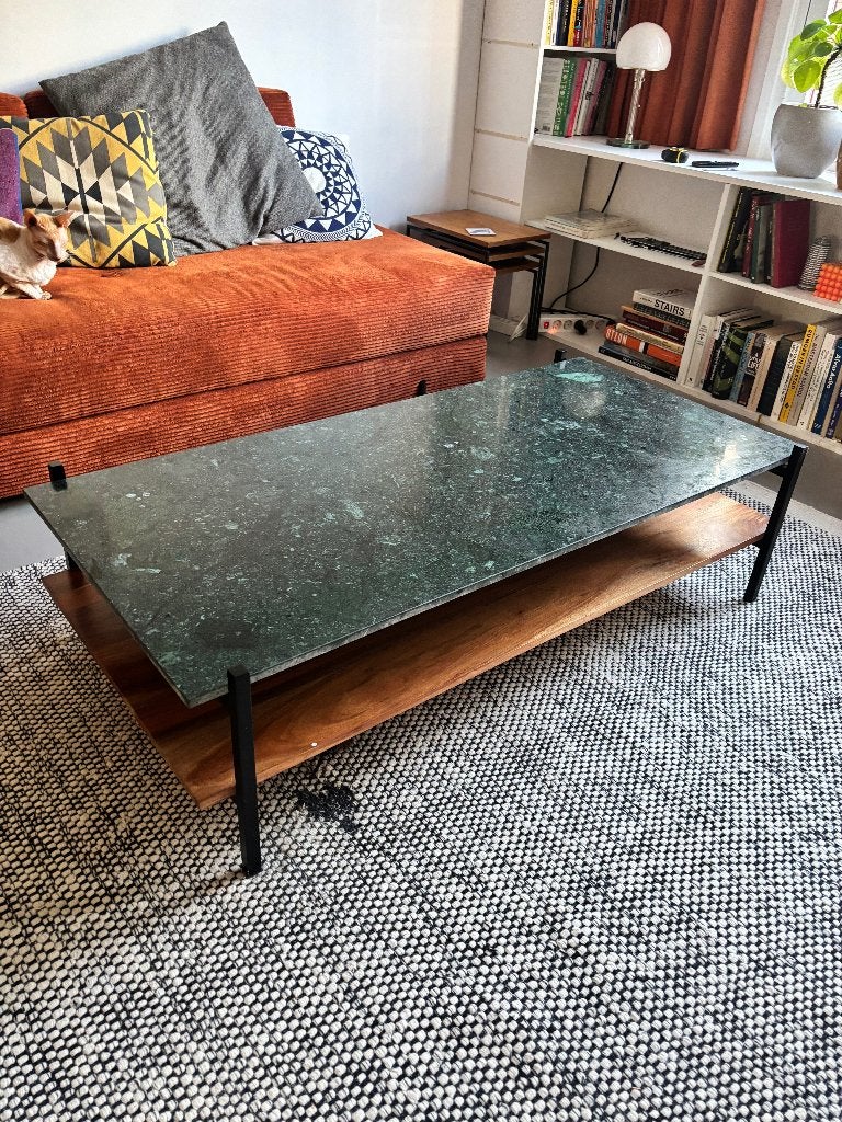 Stone and wood coffee table, Ophalen, 100 tot 150 cm, 50 tot 100 cm, Zo goed als nieuw