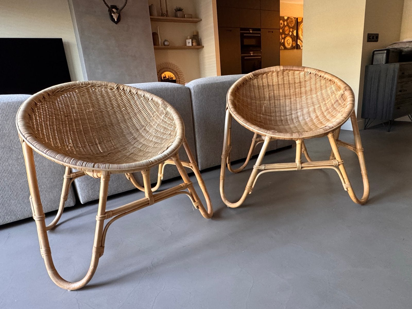 2 pitriet kuip stoelen loods 5, Ophalen, Twee, Overige kleuren, Riet of Rotan