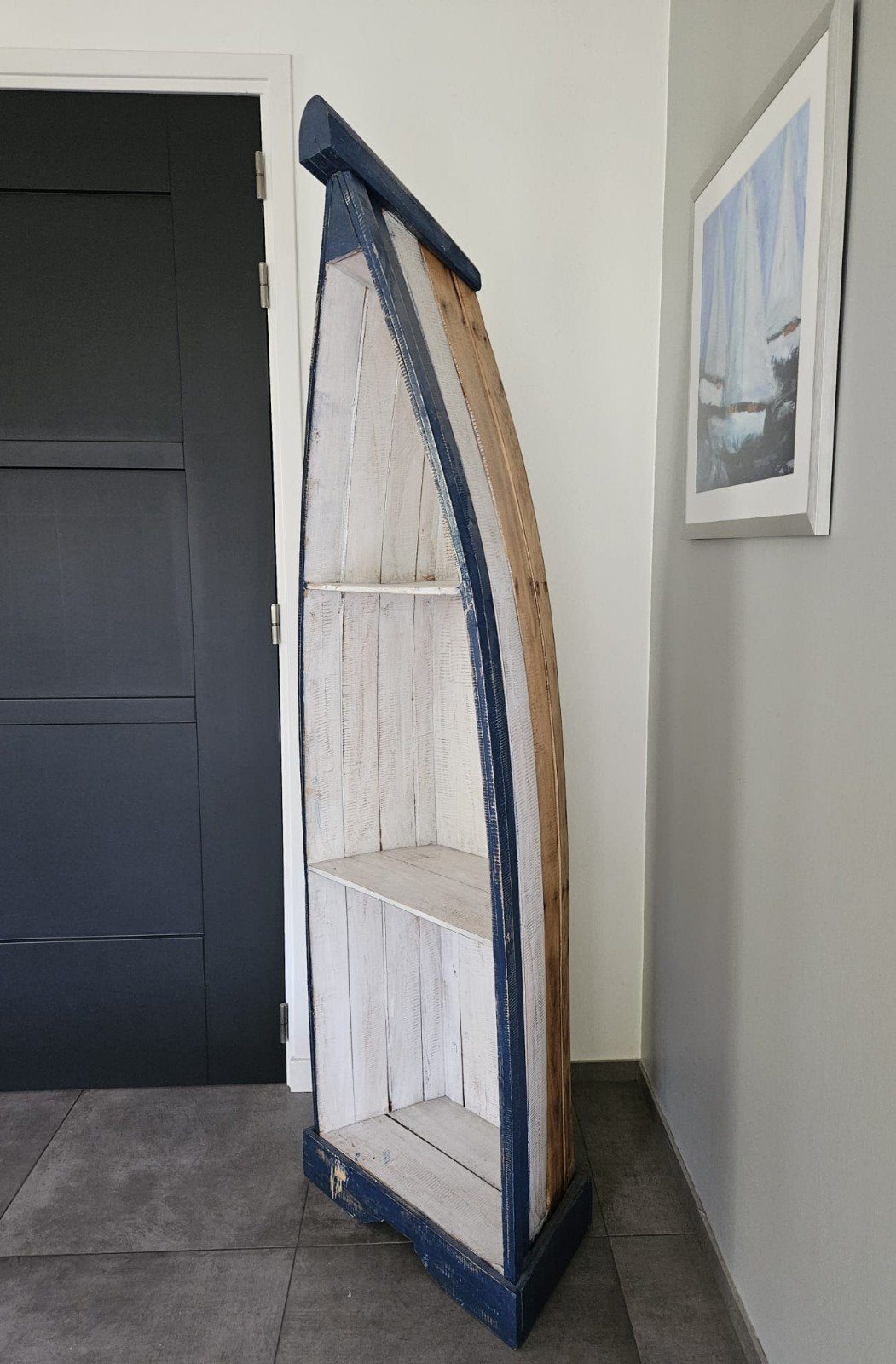 Unieke bootkast - Maritieme stijl boekenkast, Ophalen, Met plank(en), 200 cm of meer, Maritiem, Nautisch, Strandhuis