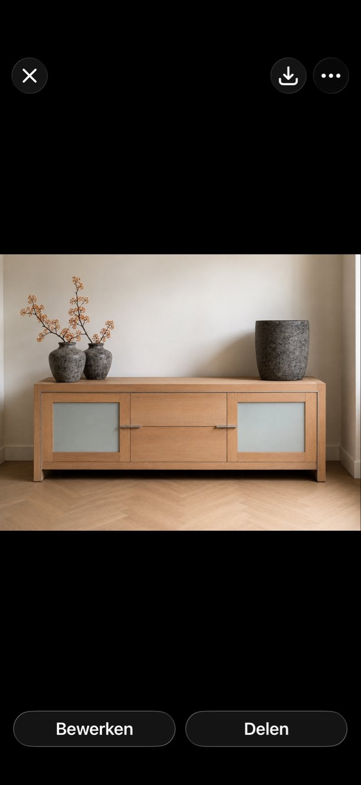 Stijlvol houten dressoir met lades en deuren, Huis en Inrichting, Ophalen, 150 tot 200 cm, Zo goed als nieuw, Met lade(s)