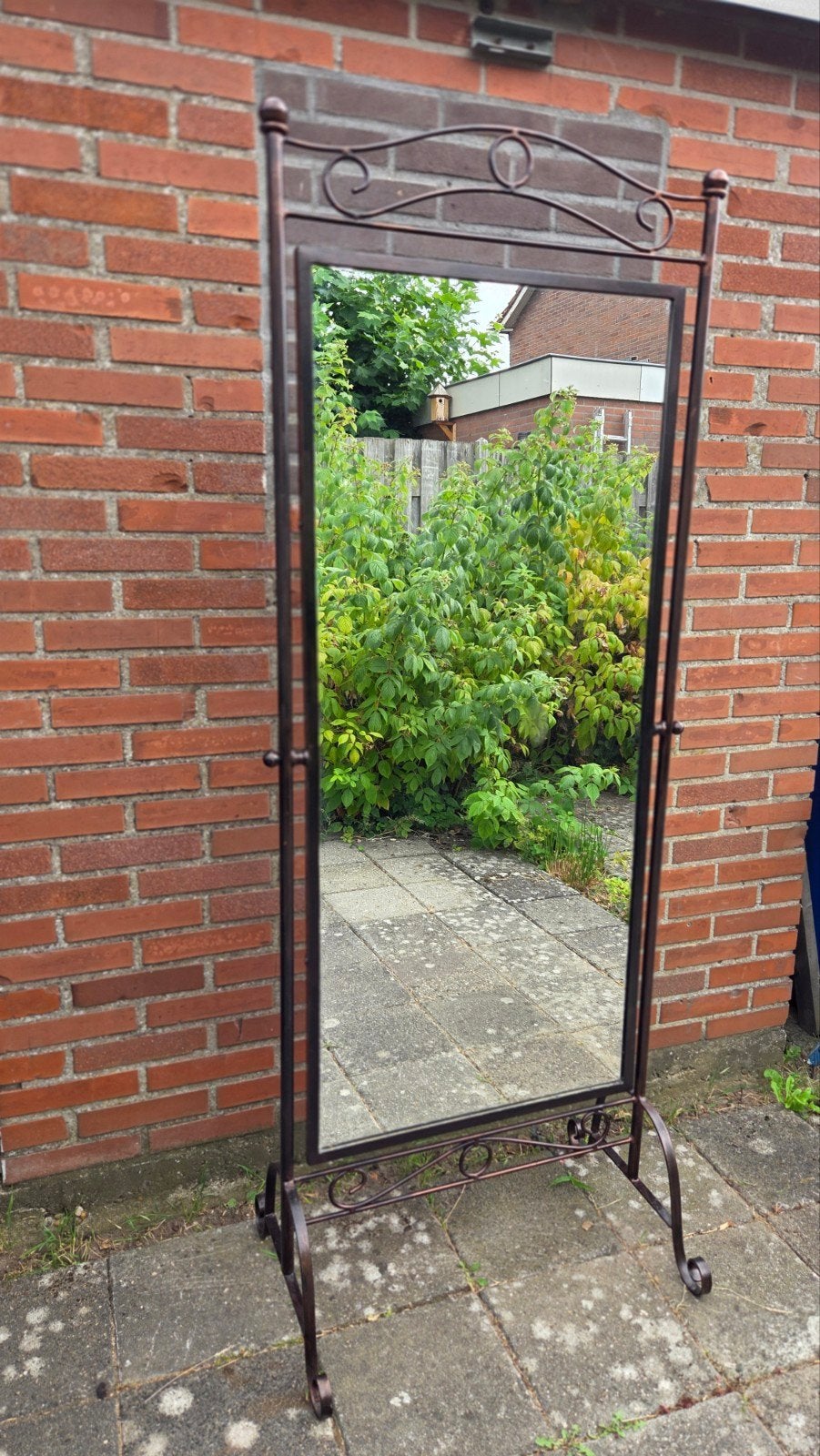 prachtige aparte metalen spiegel 186x70, Huis en Inrichting, Woonaccessoires | Spiegels, Ophalen of Verzenden, Zo goed als nieuw