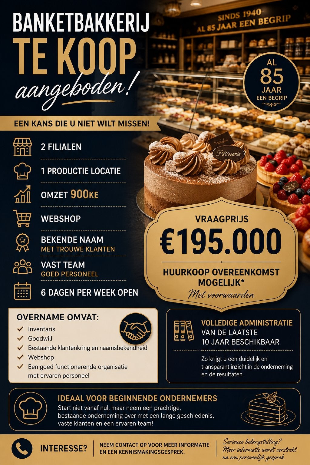 Banketbakkerij te koop, Zakelijke goederen