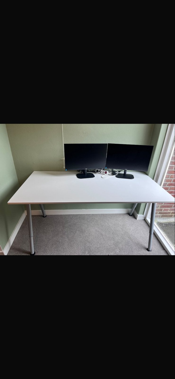 Wit bureau met verstelbare poten - Ideaal voor thuiswerkplek, Ophalen, Hout, In hoogte verstelbaar, Zo goed als nieuw