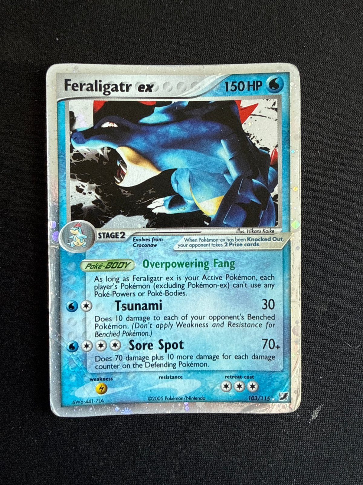 Feraligatr ex 103/115 EX Emerald Pokémon kaart, Hobby en Vrije tijd, Ophalen of Verzenden, Gebruikt, Losse kaart