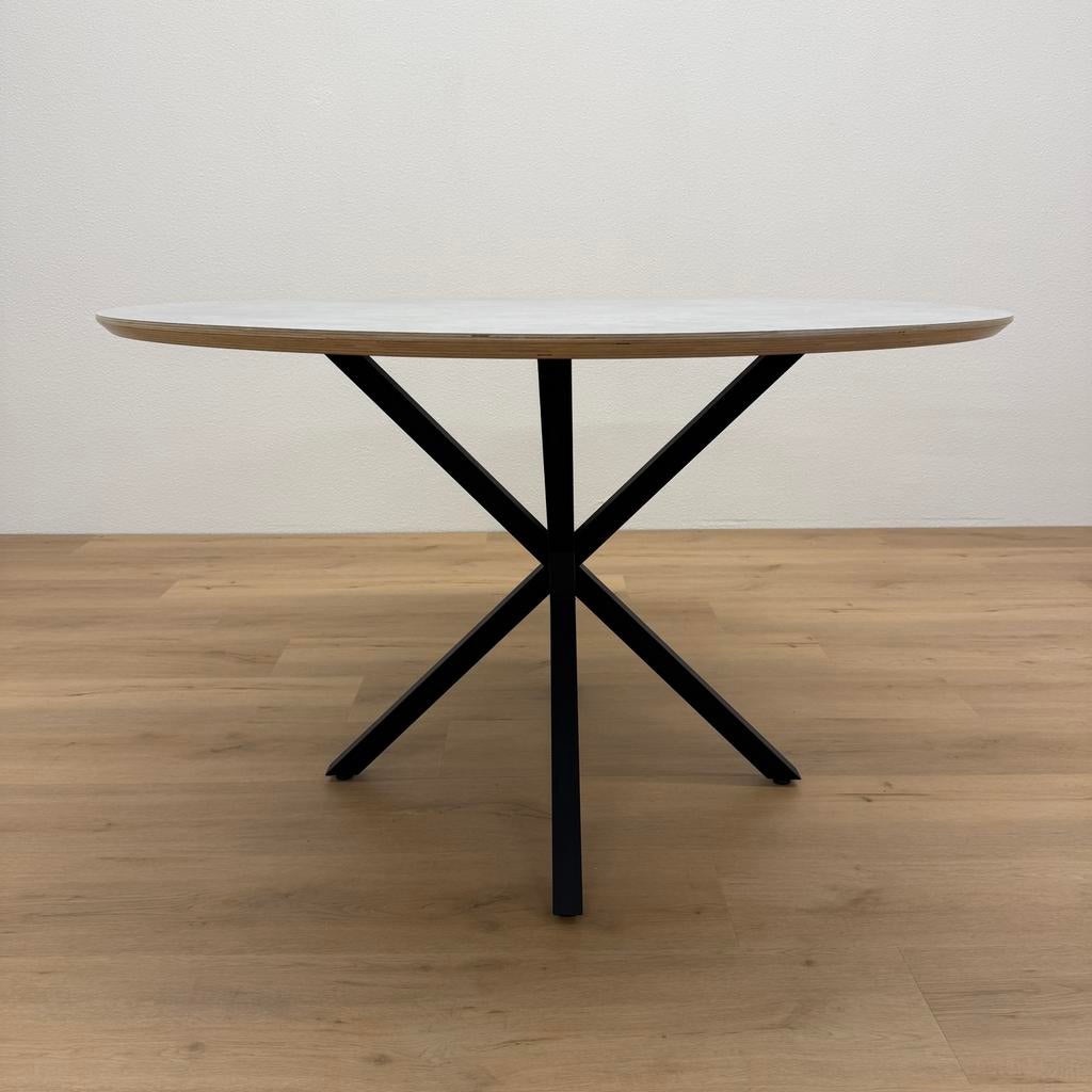 Ronde eettafel HPL Marmer 130cm - Direct Leverbaar, Rond, Ophalen of Verzenden, Zo goed als nieuw, Vijf personen of meer