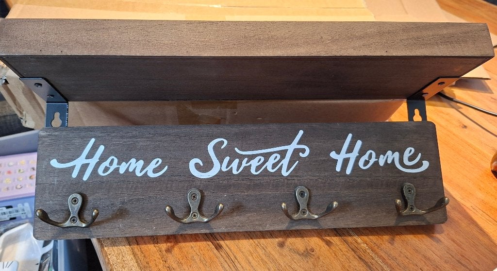 Houten sleutelrekje met plankje, Gebruikt, Hout, Ophalen of Verzenden, Bruin