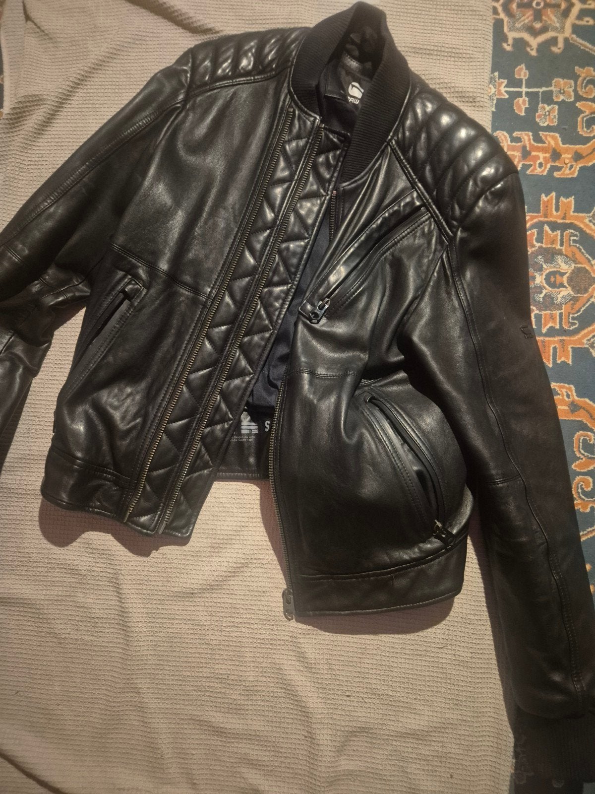 G-Star Raw Leren Bomberjack Maat M, Maat 38/40 (M), Zwart, Ophalen of Verzenden, Zo goed als nieuw