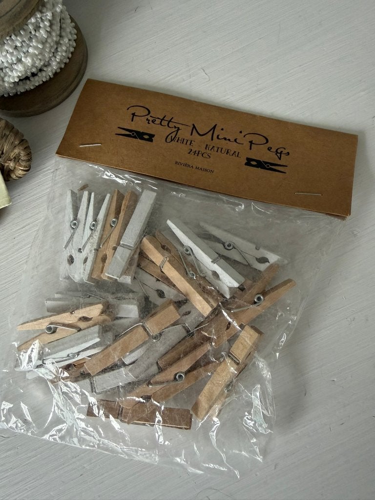 NIEUW > 24 x Riviera Maison Mini Knijpertjes (bruin / wit), Kinderen en Baby's, Verzenden, Nieuw
