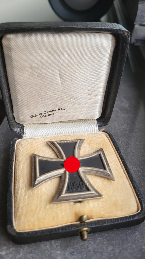 IJzeren kruis 1e klasse - Klein en Quenzer - doosje, Ophalen, Landmacht, Duitsland, Lintje, Medaille of Wings