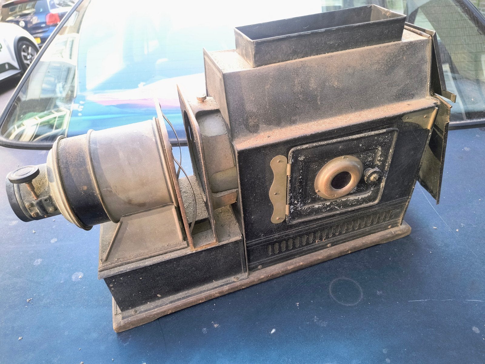 Antieke toverlantaarn / diaprojector met gloeilamp, Antiek en Kunst, Ophalen of Verzenden