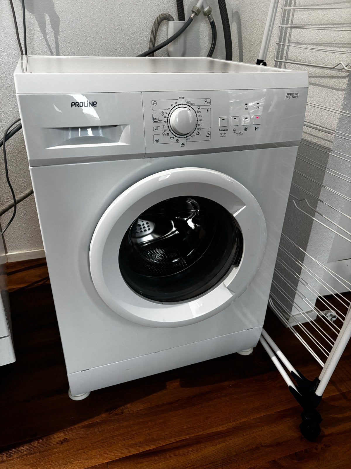 Nette Proline 8kg Wasmachine + Gratis Wasrek en Dempers, Ophalen, 1200 tot 1600 toeren, Gebruikt, 8 tot 10 kg