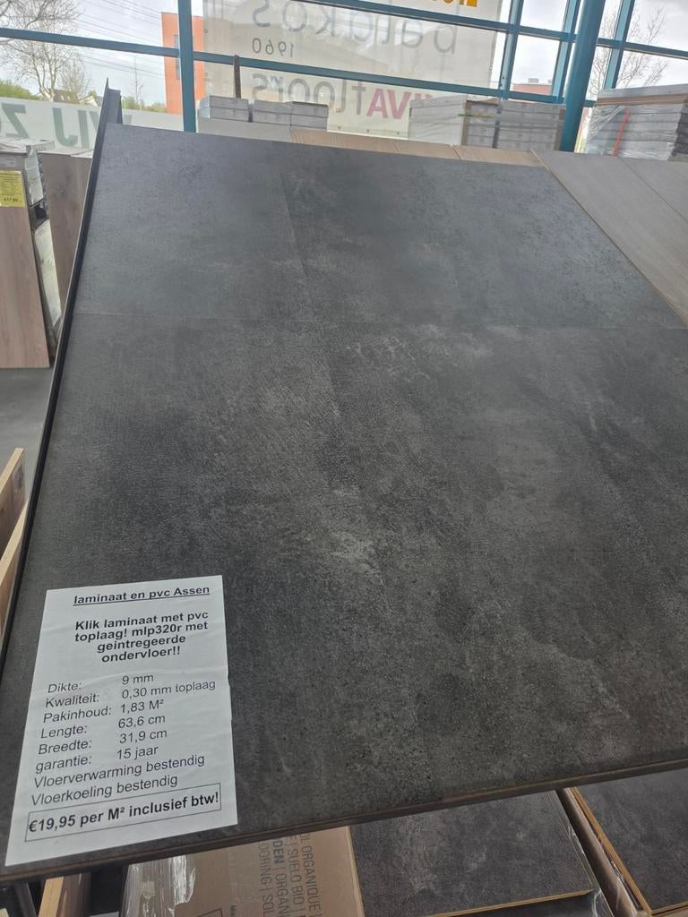 hybride laminaat met pvc Toplaag mlp320r urban concrete dark, Ophalen, Nieuw, 75 m² of meer, Laminaat