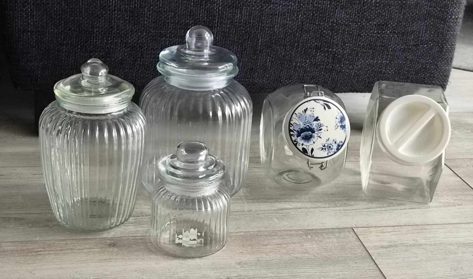 Glazen voorraadpotten, div maten en vormen, Ophalen, Gebruikt, Glas, Pot, Bus of Blik